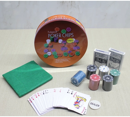 BFS Metal Kutulu 120 Chip Ve 2 Adet İskambil  Kağit Setine Sahip Poker Oyunu Alk3535