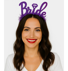 BFS Mor Renk Bekarlığa Veda İtalik Yazı Alyanslı Bride Taç