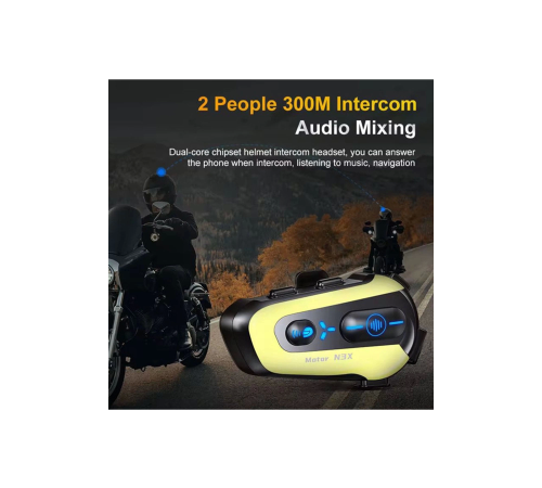 BFS N3x Rgb Işıklı Intercom 3 Kişi Bağlantılı 1000mah Motosiklet Bluetooth Kulaklık Seti