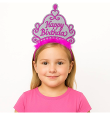BFS Pembe Happy Birthday Prenses Tacı – Doğum Günü Taç Aksesuarı