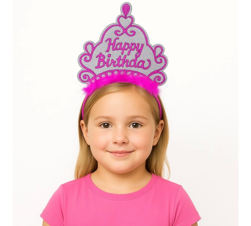 BFS Pembe Happy Birthday Prenses Tacı – Doğum Günü Taç Aksesuarı