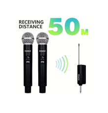 BFS Profesyonel Çiftli Kablosuz Mikrofon Seti Karaoke Şarj Edilebilir 50 Metre Mesafe