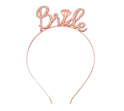 BFS Rose Gold Renkli Taşlı “bride” Gelin Tacı – El Yazısı Yazı Tipiyle