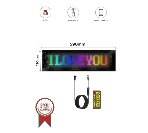 BFS Rp1259 Led Matrix Panel 16x96cm Telefon Kontrollü Kayar Led Animasyon Aydınlatma