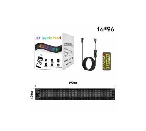 BFS Rp1259 Led Matrix Panel 16x96cm Telefon Kontrollü Kayar Led Animasyon Aydınlatma