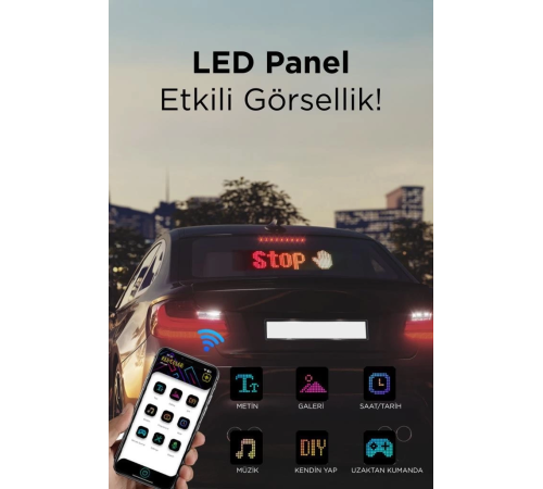 BFS Rp1259 Led Matrix Panel 16x96cm Telefon Kontrollü Kayar Led Animasyon Aydınlatma