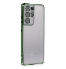BFS  Samsung Galaxy S21 Ultra Kılıf Razer Lensli Silikon - Yeşil