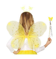 BFS Sarı Kelebek Erkek-kız Seti – 50 Cm Kelebek Kanadı, Taç Ve Asa