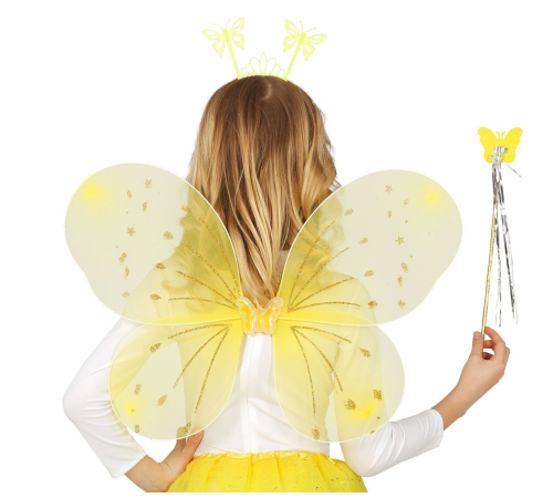 BFS Sarı Kelebek Erkek-kız Seti – 50 Cm Kelebek Kanadı, Taç Ve Asa BFS Sarı Kelebek Erkek-kız Seti – 50 Cm Kelebek Kanadı, Taç Ve Asa