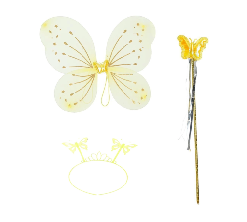 BFS Sarı Kelebek Erkek-kız Seti – 50 Cm Kelebek Kanadı, Taç Ve Asa BFS Sarı Kelebek Erkek-kız Seti – 50 Cm Kelebek Kanadı, Taç Ve Asa