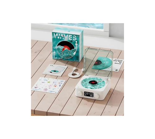 BFS Waves Nostalji Plak Görünümlü Bluetooth Hoparlör 3d Ses Dalgası Retro Müzik Plak Mavi BFS Waves Nostalji Plak Görünümlü Bluetooth Hoparlör 3d Ses Dalgası Retro Müzik Plak Mavi
