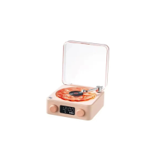 BFS Waves Nostalji Plak Görünümlü Bluetooth Hoparlör 3d Ses Dalgası Retro Müzik Plak Pembe