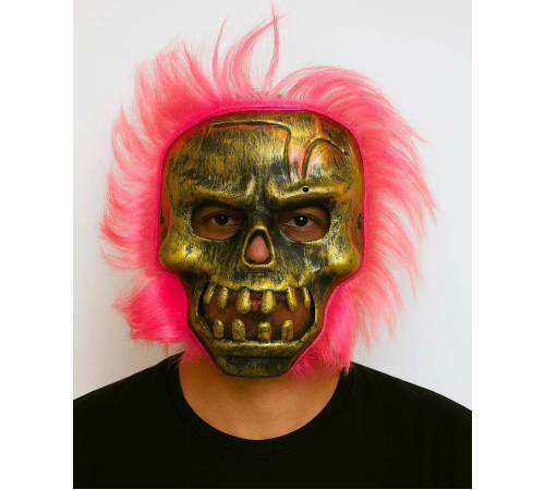 BFS Wild Skull - Bakır Kafatası Pembe Saçlı İskelet Maske BFS Wild Skull - Bakır Kafatası Pembe Saçlı İskelet Maske