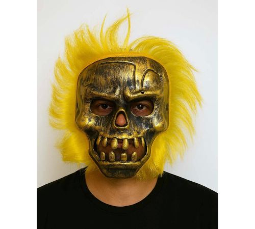 BFS Wild Skull - Bakır Kafatası Sarı Saçlı İskelet Maske BFS Wild Skull - Bakır Kafatası Sarı Saçlı İskelet Maske