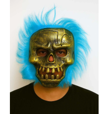 BFS Wild Skull - Bakır Kafatası Turkuaz Saçlı İskelet Maske