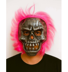 BFS Wild Skull - Gümüş Kafatası Pembe Saçlı İskelet Maske