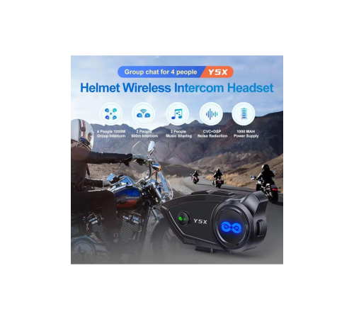 BFS Y5x Rgb Işıklı Intercom 5 Kişi Bağlantılı 1000mah Motosiklet Bluetooth Kulaklık Seti