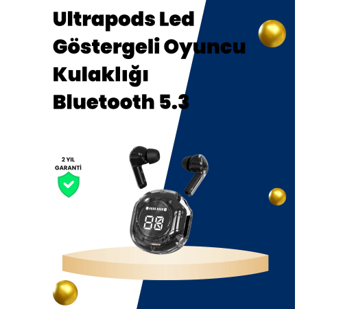 Bluetooth 5.3 Kablosuz Kulaklık 30mm Sürücü LED Ekranlı Mikrofonlu