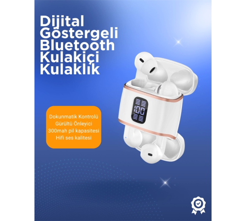 Bluetooth 5.3 Kulaklık – Kulakiçi, ANC+ENC, 4 Adet Set, Dijital Göstergeli