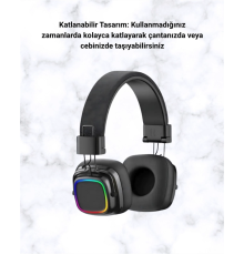 Bluetooth 5.3 Rainbow Işıklı Kulak Üstü Kablosuz Kulaklık