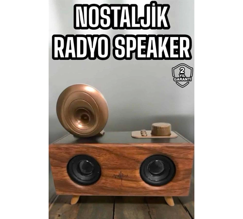 Bluetooth Hoparlör Ahşap Klasik Retro Gramofon Bluetooth Müzik Kutusu