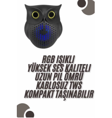 Bluetooth Hoparlör TWS Kablosuz RGB Işıklı Dekoratif Taşınabilir Baykuş