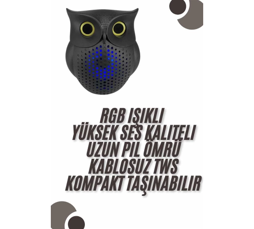 Bluetooth Hoparlör TWS Kablosuz RGB Işıklı Dekoratif Taşınabilir Baykuş Bluetooth Hoparlör TWS Kablosuz RGB Işıklı Dekoratif Taşınabilir Baykuş