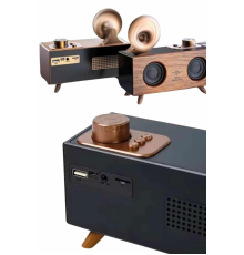 Bluetooth Nostalji Speaker Radyo Gramofon Ahşap Renk Vintage
