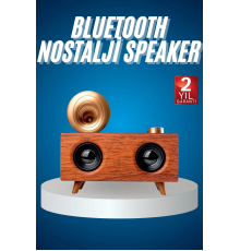 Bluetooth Nostalji Speaker Radyo Gramofon Ahşap Renk Vintage