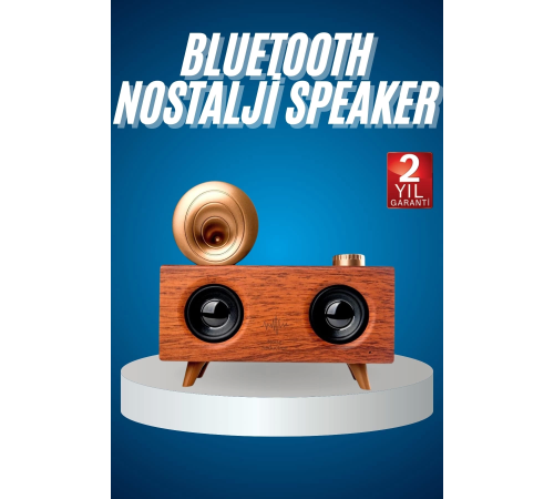 Bluetooth Nostalji Speaker Radyo Gramofon Ahşap Renk Vintage Bluetooth Nostalji Speaker Radyo Gramofon Ahşap Renk Vintage
