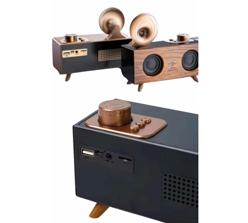 Bluetooth Nostalji Speaker Radyo Gramofon Ahşap Renk Vintage Bluetooth Nostalji Speaker Radyo Gramofon Ahşap Renk Vintage