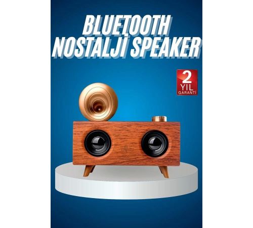 Bluetooth Nostalji Speaker Radyo Gramofon Ahşap Renk Vintage Bluetooth Nostalji Speaker Radyo Gramofon Ahşap Renk Vintage