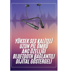 Boyun Askılı 100 Saat Kablosuz Kulaklık Göstergeli Bluetooth Kulaklık