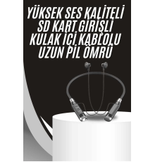 Boyun Bantlı Kulak İçi Kablolu Yüksek Ses Kaliteli Bluetooth Kulaklık