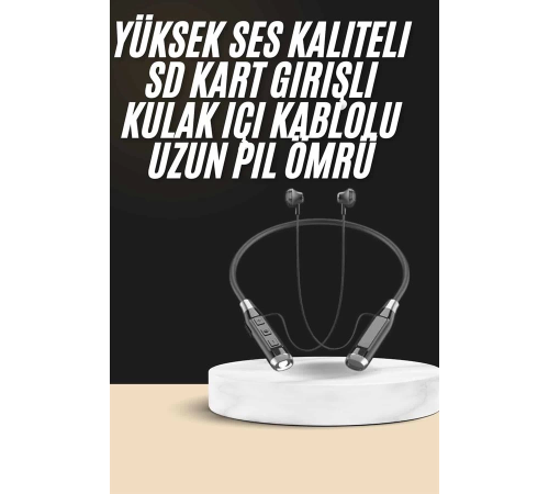 Boyun Bantlı SD Kart Girişli Yüksek Perfomanslı Bluetooth Kulaklık Boyun Bantlı SD Kart Girişli Yüksek Perfomanslı Bluetooth Kulaklık