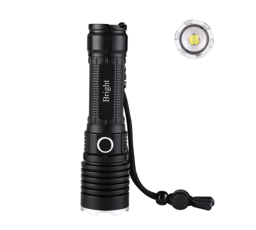 Bright Ght-5761 Xp90 Led 3 Mod Zoomlu Yağmur Suyu Geçirmez Şarjlı El Feneri 26650 Pilli