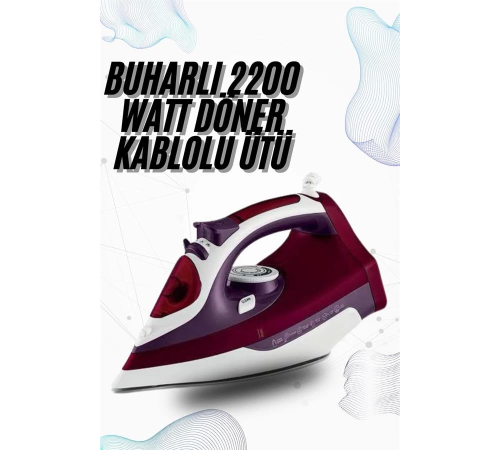 Buharlı Kablolu Ütü 2200 Watt Kireçlenme Önleyici Şok Buharlı Buharlı Kablolu Ütü 2200 Watt Kireçlenme Önleyici Şok Buharlı