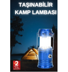 Büyük Boy Güneş Enerjili Kamp Feneri Işıldak Lamba USB Şarjlı