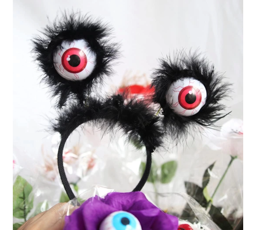 Cadılar Bayramı Halloween Otrişli Sallanan Gözlü Parti Tacı