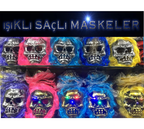 Cadılar Bayramı Işıklı Halloween Kuru Kafa Maskesi 1 Adet Karışık Renk Cadılar Bayramı Işıklı Halloween Kuru Kafa Maskesi 1 Adet Karışık Renk