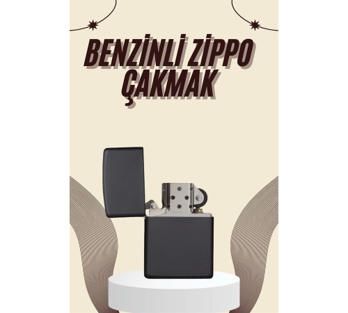 Çakmak Parlak Siyah Zippo Benzinli Çakmak Cep Boy Doldurulabilir Çakmak Parlak Siyah Zippo Benzinli Çakmak Cep Boy Doldurulabilir