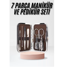 Çantalı 7 Parça Manikür Pedikür Seti Tırnak Makası Cımbız Törpü