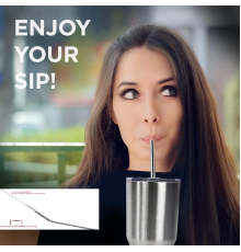 Çelik Pipet Paslanmaz Çelik Metal Meşrubat Pipeti Ve Pipet Temizleme Fırçası Seti 5 Parça