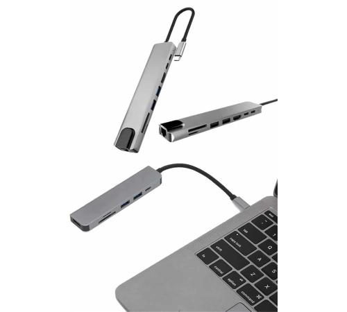 Çevirici Dönüştürücü Adaptör Macbook 3 In 1 Type-C To Hdmı USB 3.0