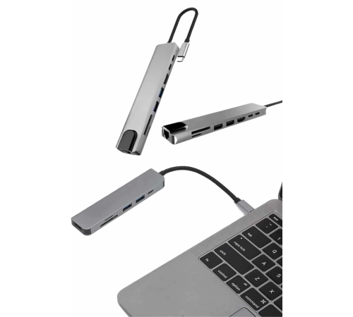 Çevirici Dönüştürücü Adaptör Macbook 3 In 1 Type-C To Hdmı USB 3.0 Çevirici Dönüştürücü Adaptör Macbook 3 In 1 Type-C To Hdmı USB 3.0