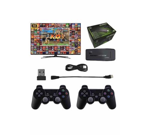 Çift Kollu 2.4g kablosuz Retro 4k Game stick 3500 oyun atari HD Görüntü Kalitesi Çift Kollu 2.4g kablosuz Retro 4k Game stick 3500 oyun atari HD Görüntü Kalitesi
