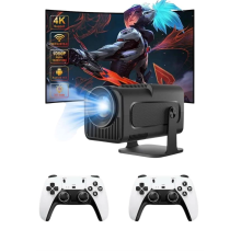 Çift Kollu Game Box Projeksiyon Cihazı Kumandalı Android Tv Dahili Hoparlör