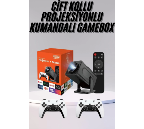 Çift Kollu Game Box Projeksiyon Cihazı Kumandalı Android Tv Dahili Hoparlör Çift Kollu Game Box Projeksiyon Cihazı Kumandalı Android Tv Dahili Hoparlör