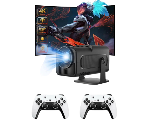 Çift Kollu Game Box Projeksiyon Cihazı Kumandalı Android Tv Dahili Hoparlör Çift Kollu Game Box Projeksiyon Cihazı Kumandalı Android Tv Dahili Hoparlör
