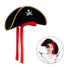 Çocuk Boy Kadife Jack Sparrow Denizci Kaptan Jack Korsan Şapkası 45x16 Cm
